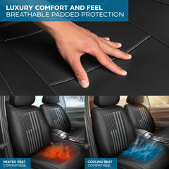 MotorBox heated-seat compatible Napa Leather cover for warm interior on cold days.
