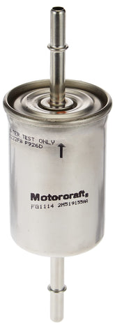 Motorcraft FG-1114 fuel filter front view protects the fuel system from contaminants.