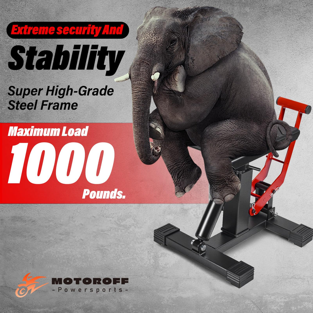 Motoroff dirt bike lift platform anti-slip surface protects paint