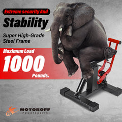 Motoroff dirt bike lift platform anti-slip surface protects paint