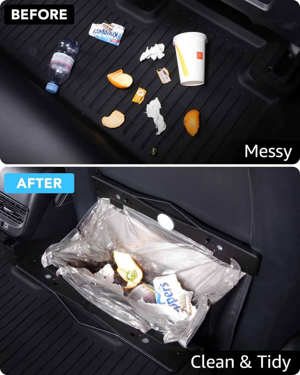 Motrobe Model 3 trash can with LED light for easy nighttime disposal.