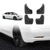 Motrobe Tesla Model 3 mudflap front-left protects paint from road debris during daily driving.