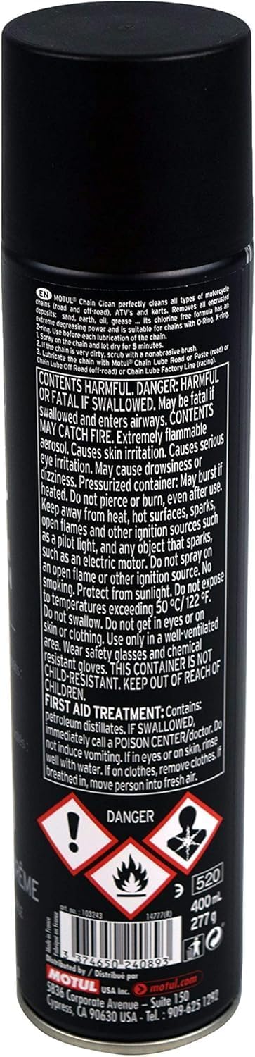 Motul C1 heavy-duty degreaser keeps chains clean under tough conditions