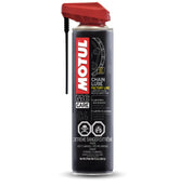 Motul MC Care C4 Factory Line Formula keeps racing chains lubricated for endurance on road and track.