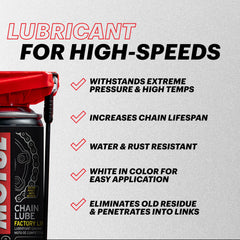 Motul MC Care C4 O-Ring Compatible protects seals while penetrating deeply for durable lubrication.