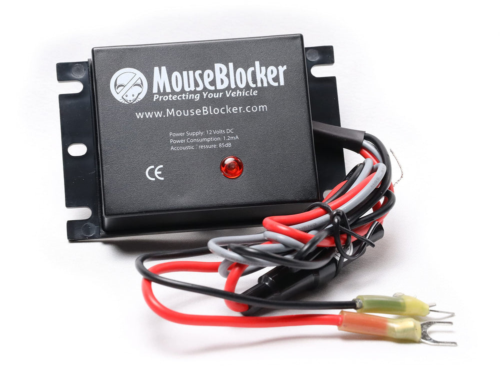 MouseBlocker under-hood deterrent installed via simple 2-wire hookup for engine protection