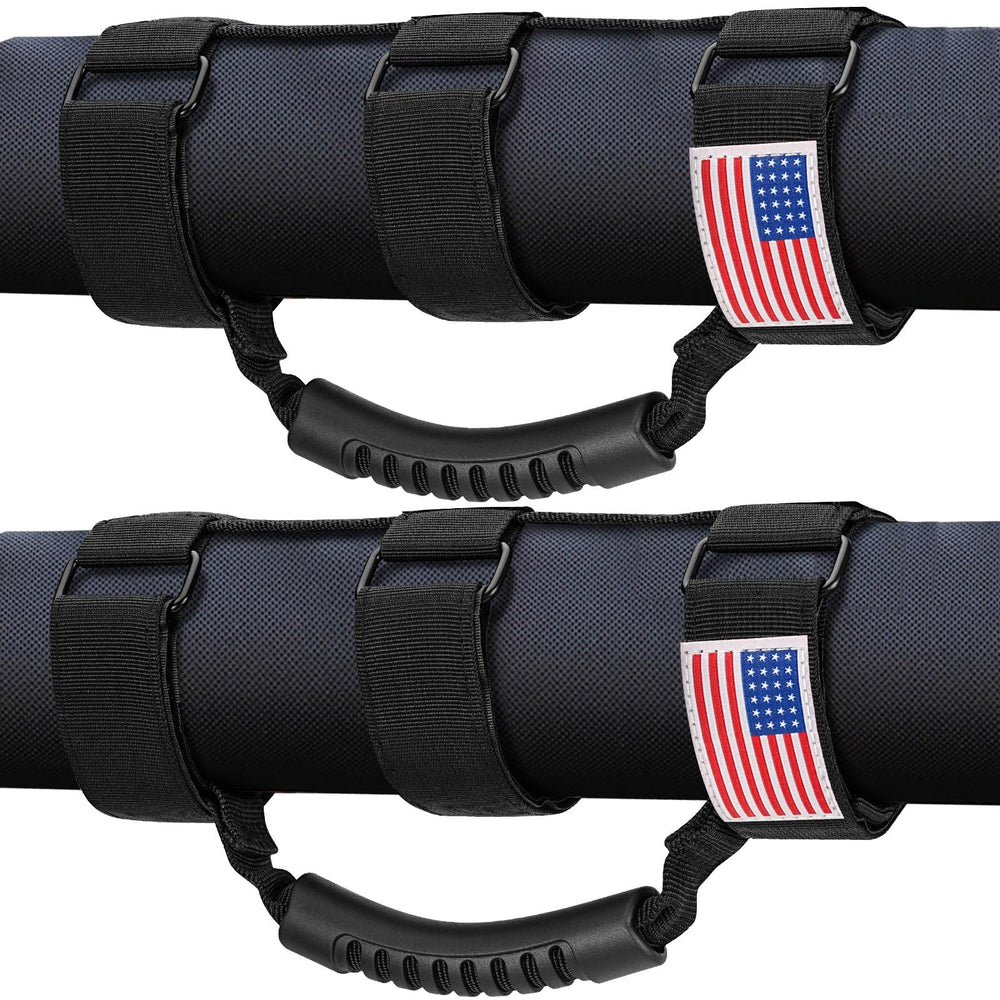 Moveland roll bar grab handle with US flag, front view, easy entry point.