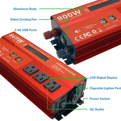 MOVFFGGRM inverter includes battery clips for direct 12V supply.