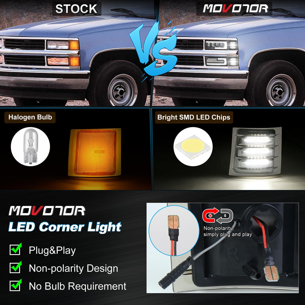 MOVOTOR plug-and-play installation for quick front corner light upgrade.