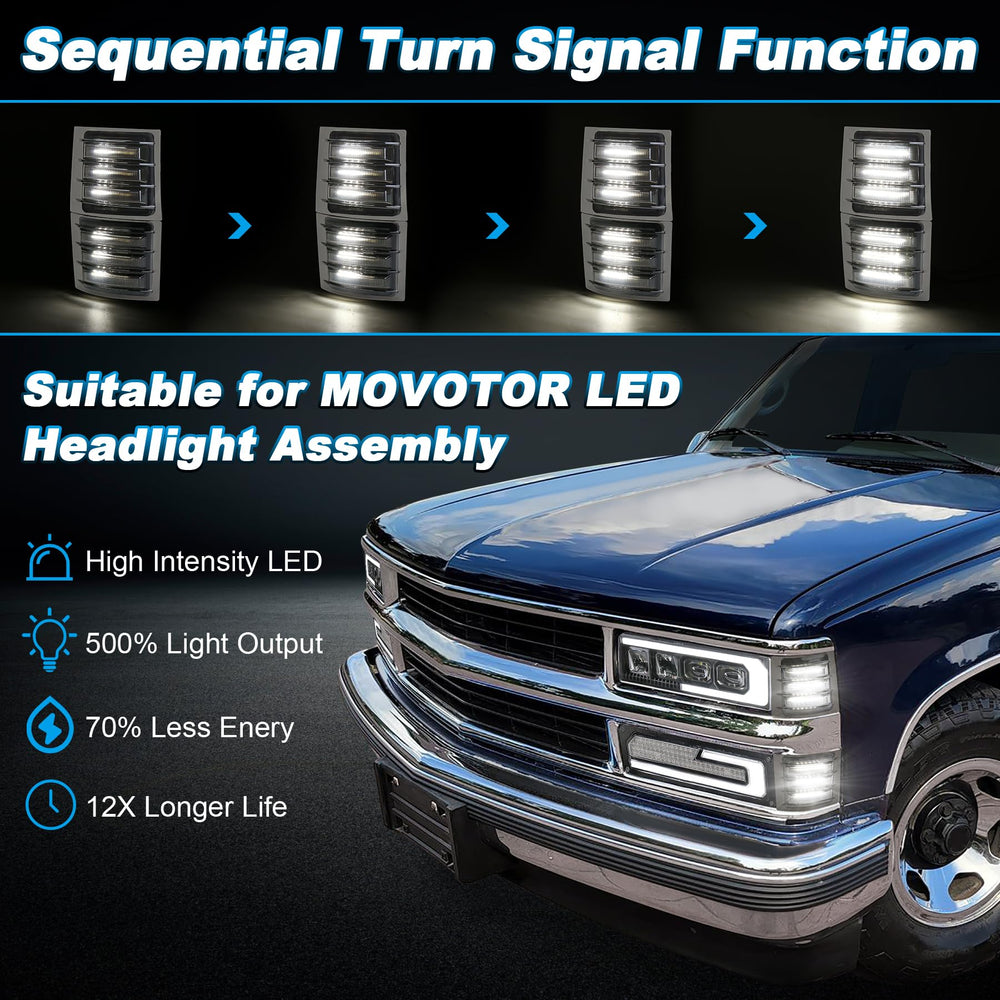 MOVOTOR side-marker with sequential turn pattern enhances signaling on Chevy C/K.