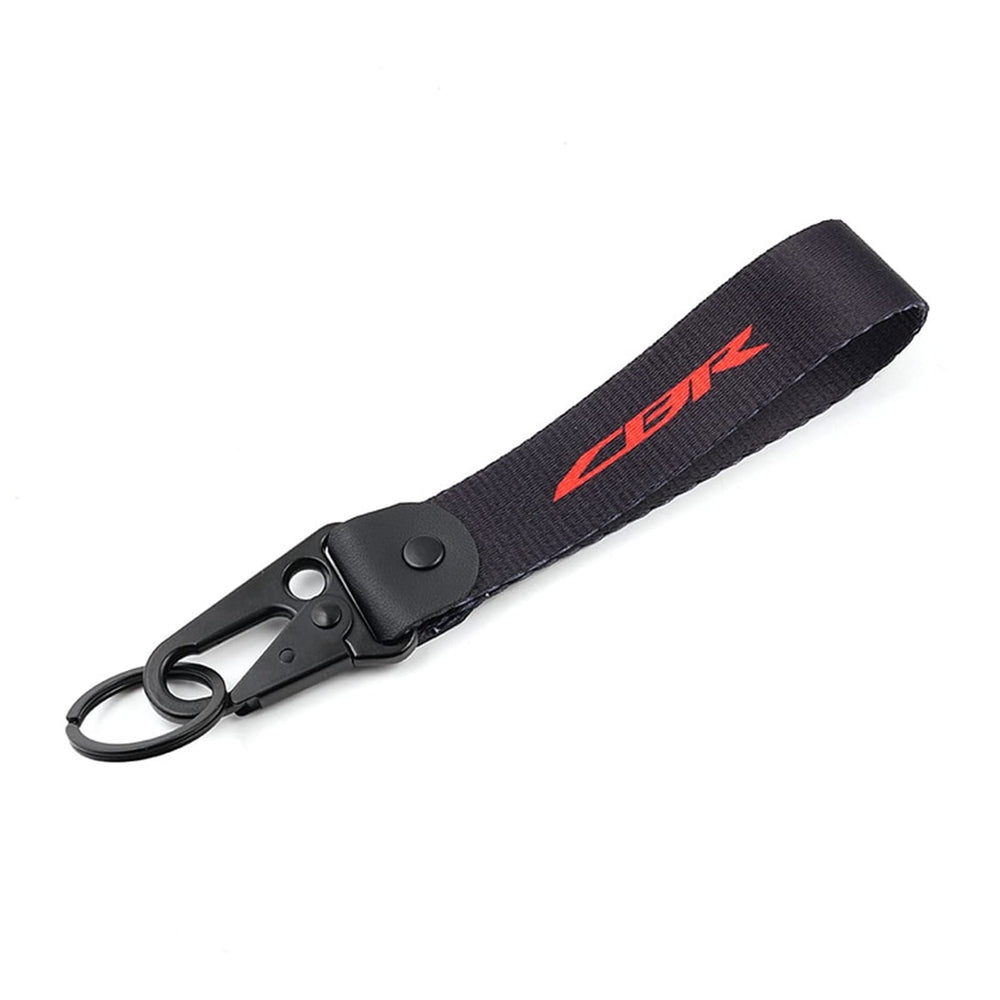 MOWOK embroidery badge keyring red with cotton strap for style.