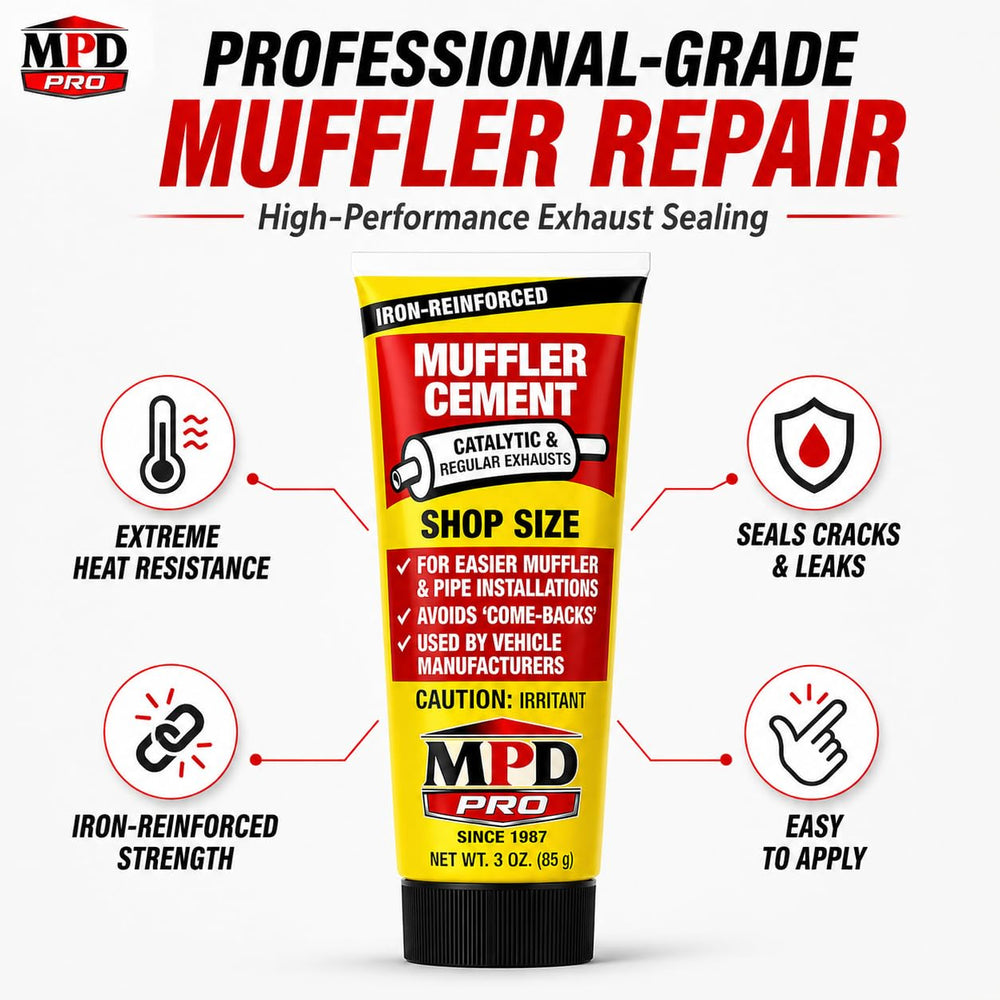 MPD Muffler Cement Putty bottle cap enabling quick, clean application.