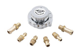 Mr. Gasket 9710 chrome fuel pressure regulator, front view for performance upgrades.