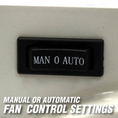 Mr. Heater vent-free blower kit connected to power outlet for reliable air circulation.