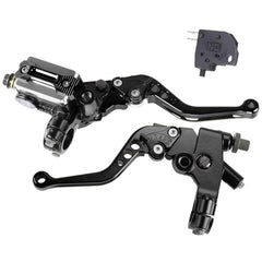 MRELC universal 7-8in brake master left shows robust CNC precision for smooth braking control.