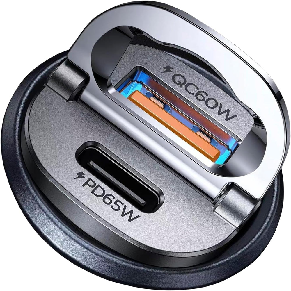 MRGLAS 125W USB-C car charger compact size for easy dash insertion and quick top-ups.