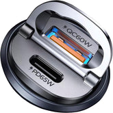 MRGLAS 125W USB-C car charger compact size for easy dash insertion and quick top-ups.