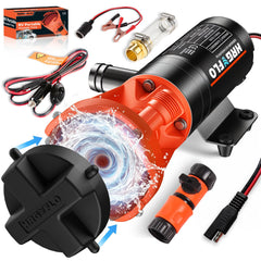 MRGVFLO RV macerator pump with 3-inch outlet for smooth waste transfer