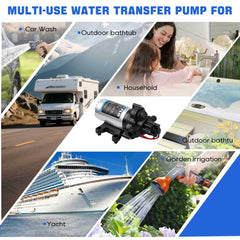 MRGVFLO upgraded RV water pump half-inch MNPT connection for easy hookups.