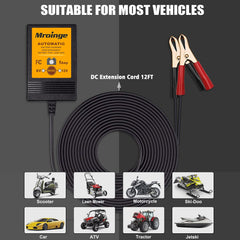 Mroinge MBC016 supports 6V and 12V lead acid batteries for versatile use.