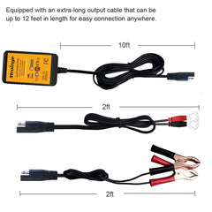 Mroinge MBC022 safety features protect against reverse polarity and overcharge.