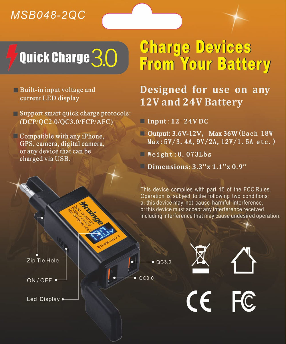 Mroinge compact charger ready for installation on your bike for versatile charging