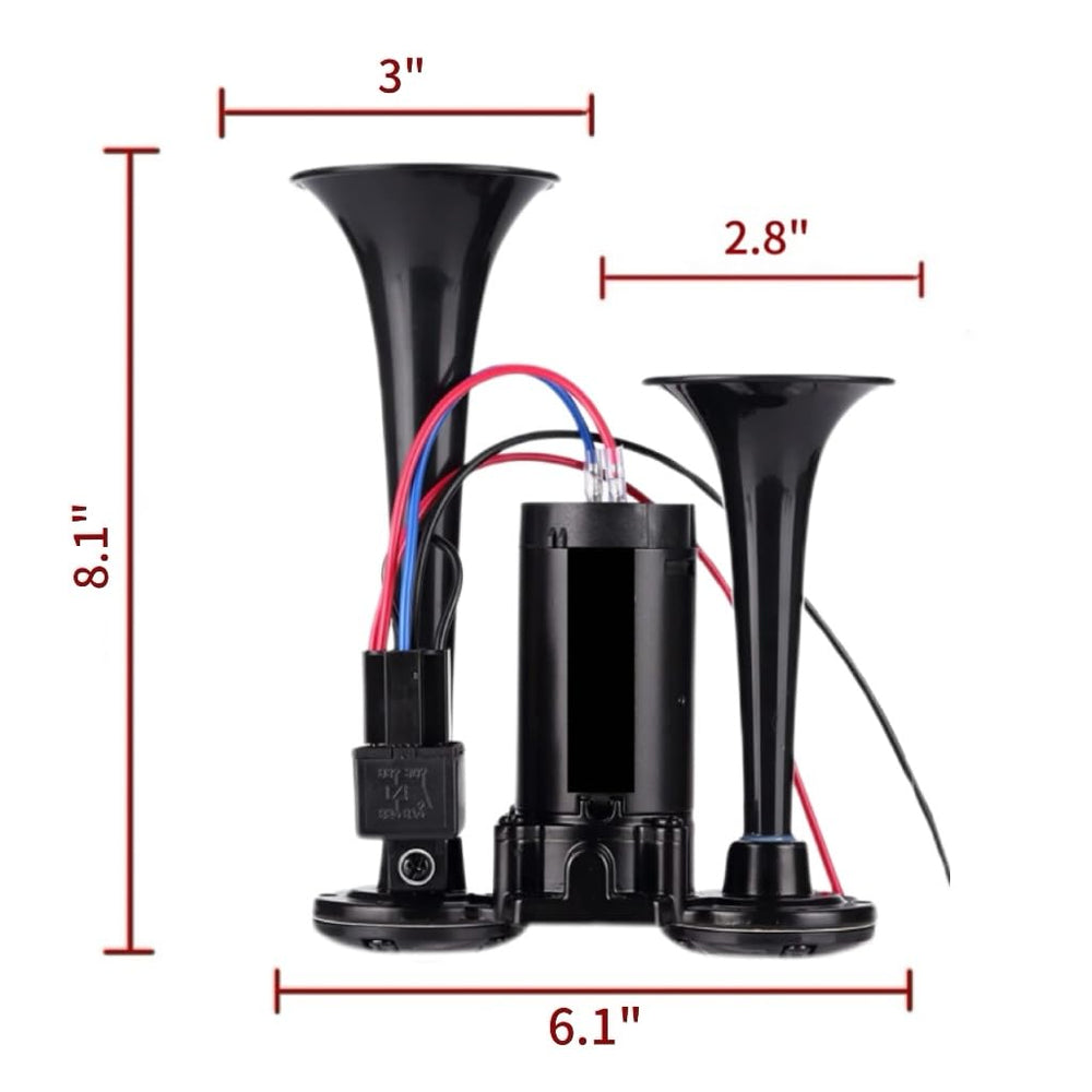 Mroy Mio dual horns with compressor for quick on-vehicle setup