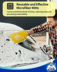 MR.SIGA double sided mitt helps suds clean surfaces quickly