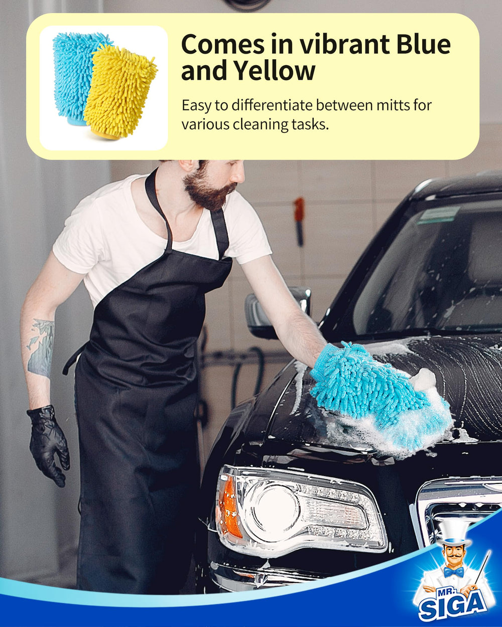 MR.SIGA two pack in blue and yellow covers versatile cleaning tasks