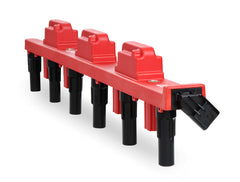 MSD 82738 ignition coil red top-angle view; improved spark reliability