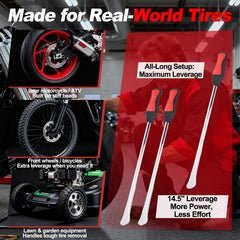 Msuhettu 38pc kit in use on motorcycle and dirt bike for versatile tire changes
