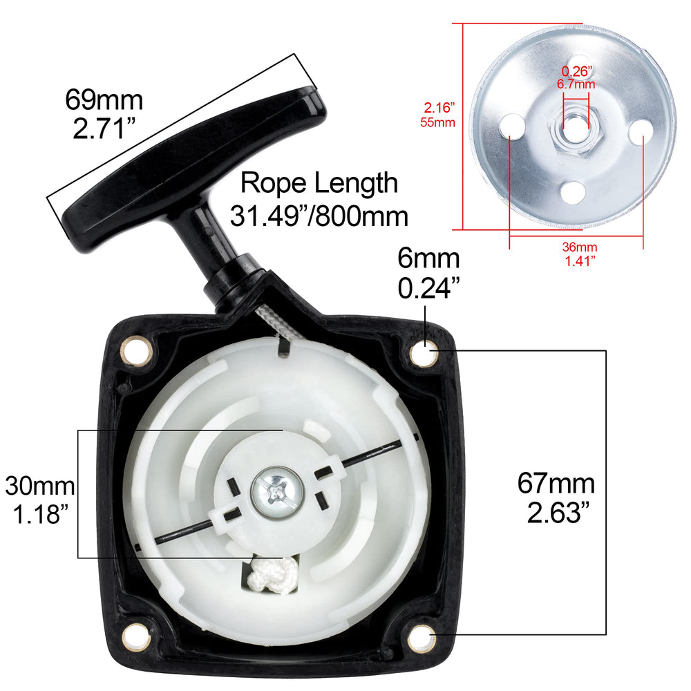 MTATCN recoil pull starter assembly with copper spacers ensures secure mounting