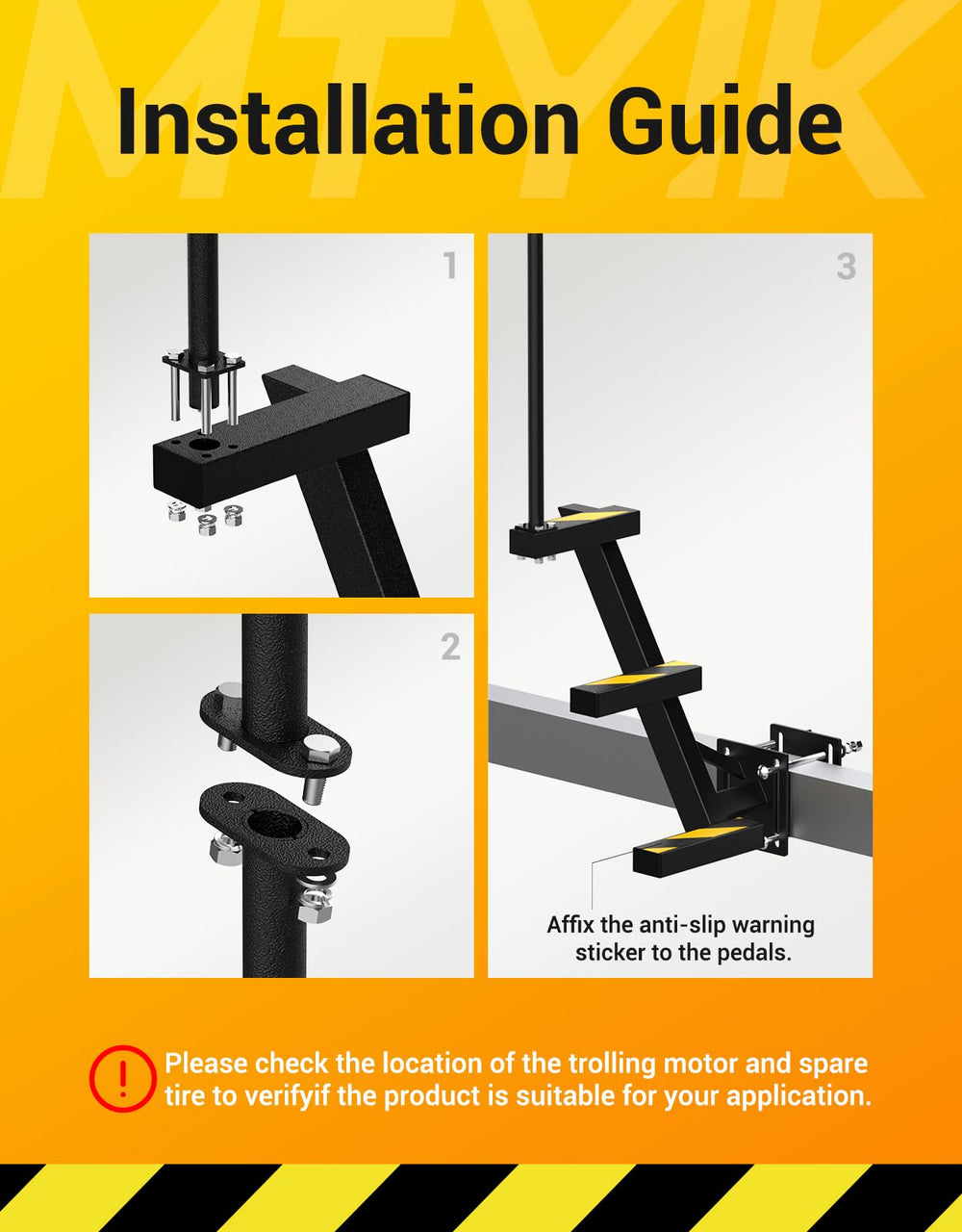 MTYIK 3-step ladder designed for bass boats and deep-V rigs