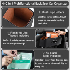 Mu&Ti back seat organizer two storage hooks reduce clutter and secure items.