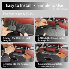 Mu&Ti quick-install hooks secure the organizer in seconds for hassle-free setup.