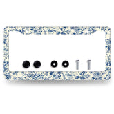 MUAWUOIK vintage floral license frame front view enhances curb appeal.