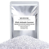 MUBYOK Pink Attitude Coconut aroma beads in a sealed bag for long-lasting fragrance.