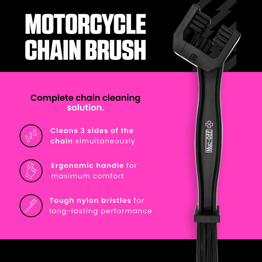 Muc-Off Bike Cleaning Brush with rubberised impact zones protects paint during scrubbing.
