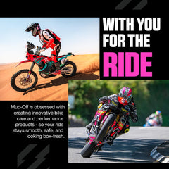 Muc-Off Dry Chain Lube in action during rotation showing long-lasting protection.