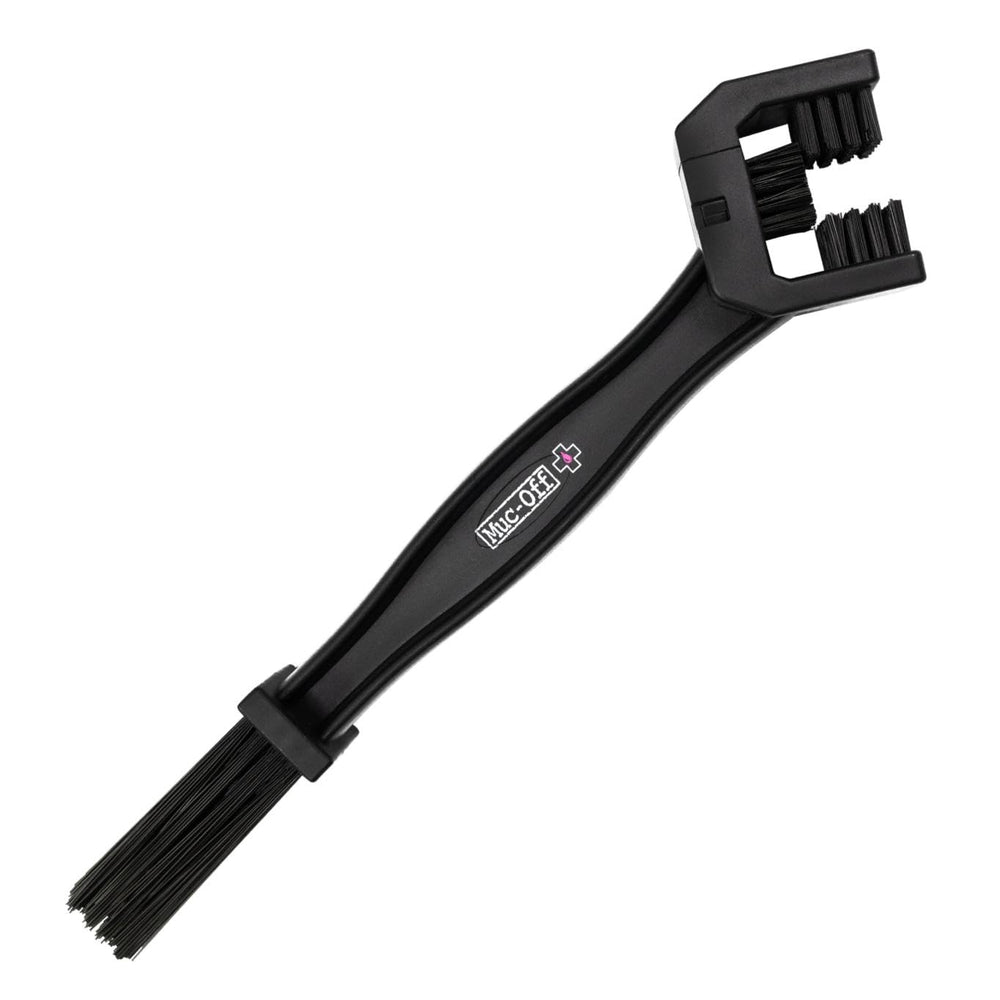 Muc-Off Motorcycle Chain Brush with multi-faceted head cleans three chain sides for thorough coverage.