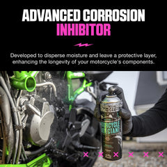 Muc-Off Protectant coats plastics for a dirt-repellent finish on a bike