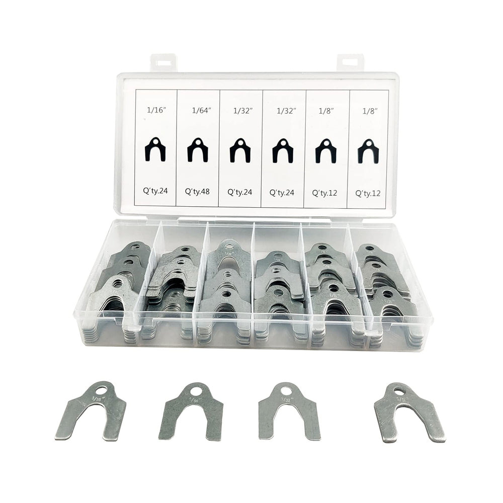 MUFFINMAN zinc-plated shims close-up emphasizes corrosion resistance in tough conditions