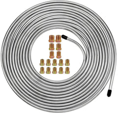 MuHize brake line kit 25ft with 16 fittings, ready for precise vehicle installation.