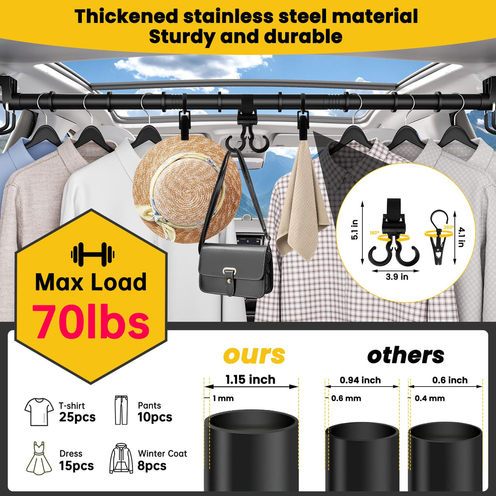 MUOFAHYI 30-64-inch hanger bar shows adjustable fit for vehicles
