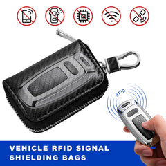 MUQIDA Faraday bag with silver hook detail for easy attachment.