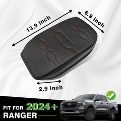 Muslogy center console armrest cover with orange stitching enhances style and grip.