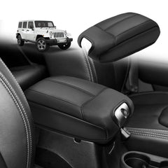Muslogy center console armrest cover fitted to Jeep Wrangler for comfort