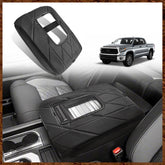 Muslogy center console armrest cover on Toyota Tundra, durable vegan leather protects the console