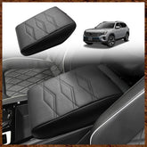 Muslogy center console armrest cover for VW Atlas/Cross Sport protects and enhances grip.