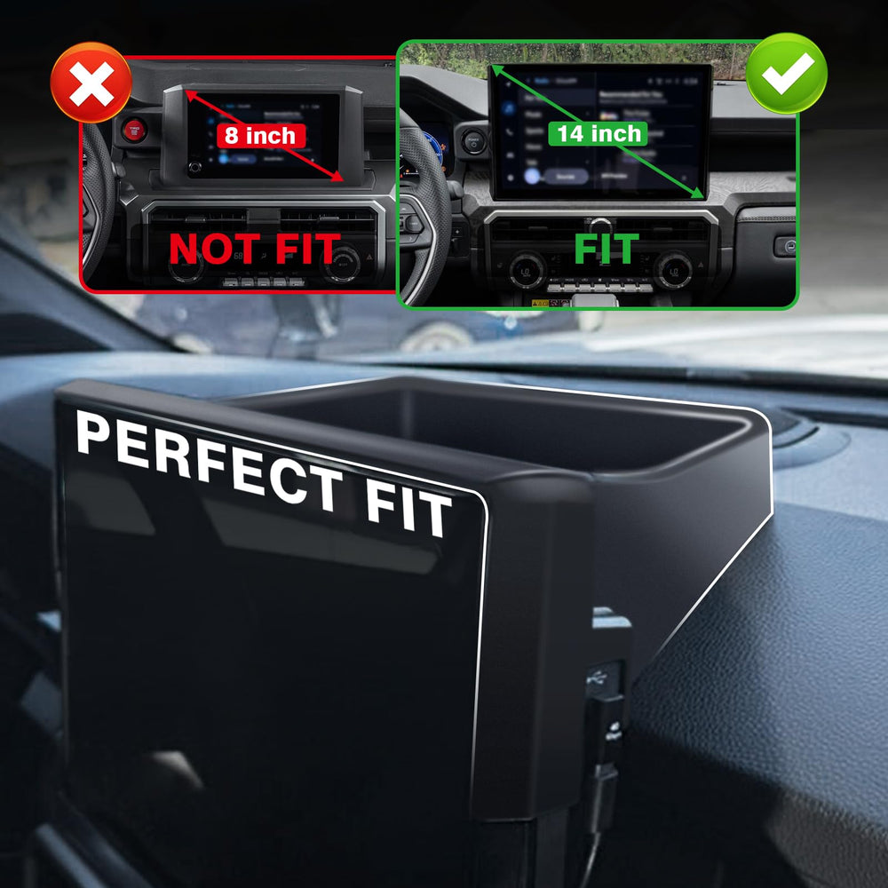 Muslogy dashboard storage box for 4Runner with 14-inch screen, organized interior